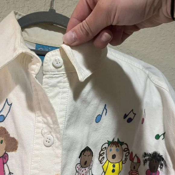 Ol' Paint Hand Painted Sunday School Children Button Shirt Women's XL Cotton Fun - Picture 10 of 12